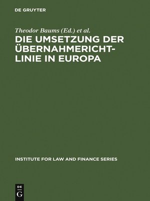 cover image of Die Umsetzung der Übernahmerichtlinie in Europa